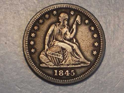 1845年 リバティ・クォーター座像（VF/XF & 魅力的） 64,130円