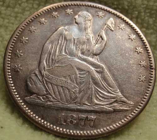1877年 S シーテッド リバティ ハーフ ドル XF から AU 詳細
