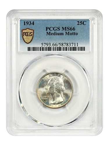 1934年 25セント PCGS MS66 (ミディアムモットー) - ワシントンクォーター