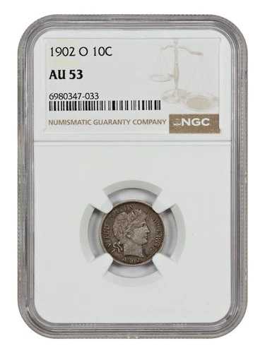 1902-O 10C NGC AU53 - バーバーダイム