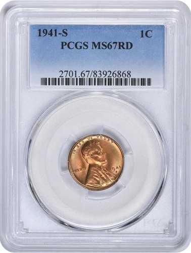 1941-S リンカーン セント MS67RD PCGS