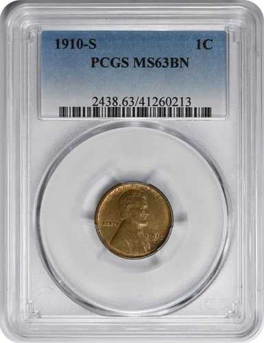 1910-S リンカーン セント MS63BN PCGS