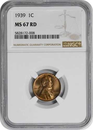 1939-P リンカーン セント MS67RD NGC