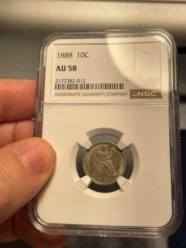 (#101698) 座像のダイム：1888年製ダイム。NGC AU 58（ビデオをご覧ください！）
