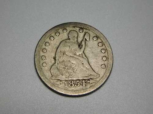 古いアメリカのコイン 1854年 O 自由の女神像 シルバー クォーター