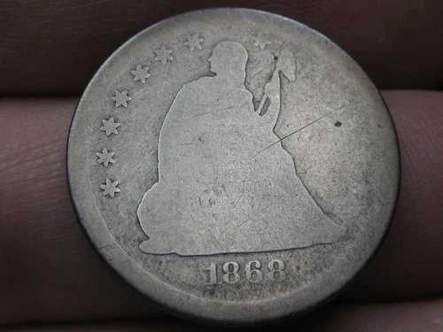 1868年 S シーテッド リバティ シルバー クォーター - サンフランシスコ、詳細良好 67,760円