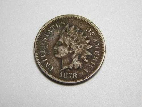 古いアメリカの硬貨 1878年 インディアンヘッド セントペニー