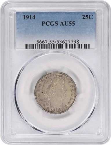 1914年 バーバー シルバー クォーター AU55 PCGS
