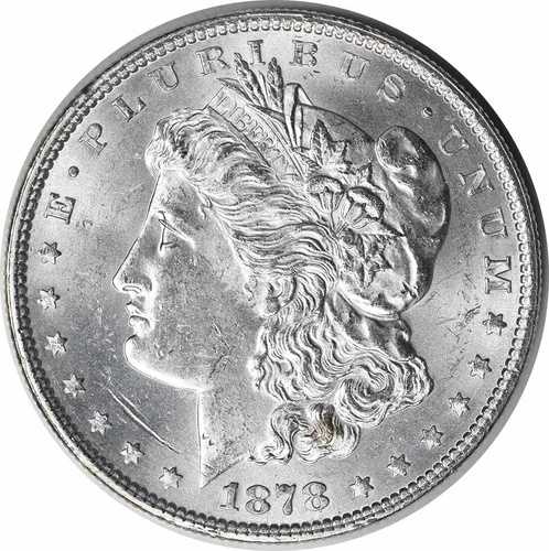 1878年モルガン銀貨7TF裏面、1878年チョイスBU未認定#140