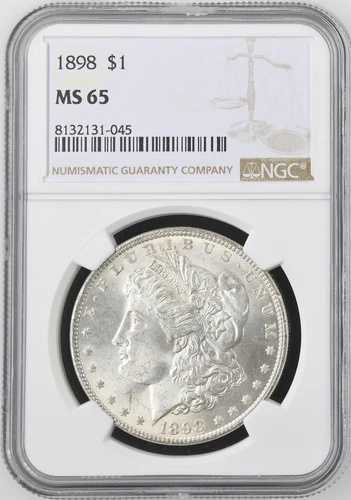1898年モルガン銀貨 NGC MS-65 67,760円