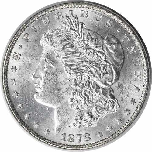 1878年モルガン銀貨7TF裏面、1878年チョイスBU未認定#147