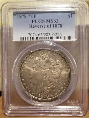 1878年 P モルガン銀貨 PCGS MS-63 7TF、裏面 1878年 67,760円