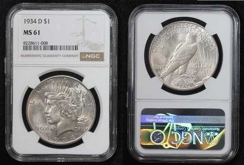 1934-D ピースダラー NGC MS61 VAM-3A 5VRA