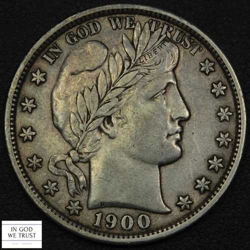 1900年 バーバー シルバー ハーフドル 50セント - クリーニング済み