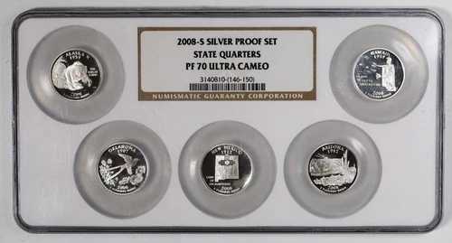 2008 S NGC PF70 ウルトラカメオ シルバー プルーフ 5枚セット ステートフッド クォーターコイン 25セント｜WORLD RESOURCE【QUEEN店】