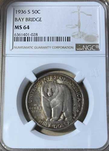 1936 S NGC MS64 ベイブリッジ記念銀貨 50セント｜WORLD RESOURCE【QUEEN店】