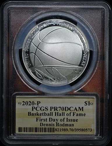 2020-P 1ドル銀貨バスケットボールコイン Dロッドマン署名入り PCGS PR70DCAM｜WORLD RESOURCE【QUEEN店】 68,365円