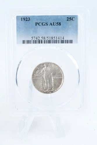 1923年-P PCGS AU58 スタンドリング リバティ クォーター ビジネス ストライク 25C-｜WORLD RESOURCE【QUEEN店】