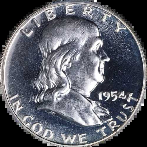 1954年 フランクリン ハーフダラー プルーフ PCGS PR67 ブレイジングホワイトジェム 素晴らしい外観