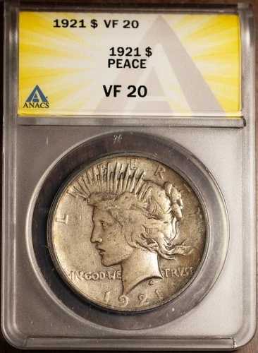 1921年 1ドル銀貨 平和ドル VF-20 新ANACS # 7433043 + ボーナス｜WORLD RESOURCE【QUEEN店】