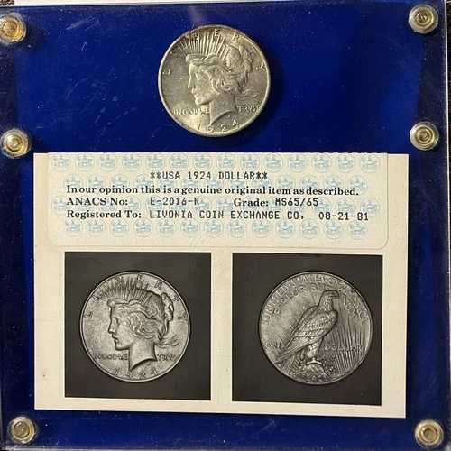 1924年 ANACS MS65 シルバーピースドル-｜WORLD RESOURCE【QUEEN店】
