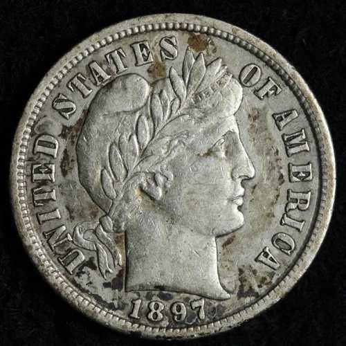 1897-S バーバー シルバー ダイム XF/AU E211 IUCMJ