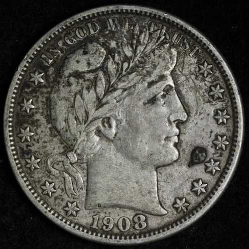 1908-O バーバー シルバー ハーフドル XF+/AU E217 OKAD