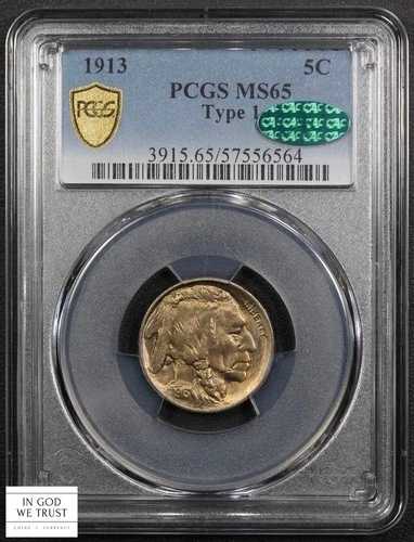 1913年 タイプ1 バッファローニッケル 5C PCGS MS 65 CAC｜WORLD RESOURCE【QUEEN店】
