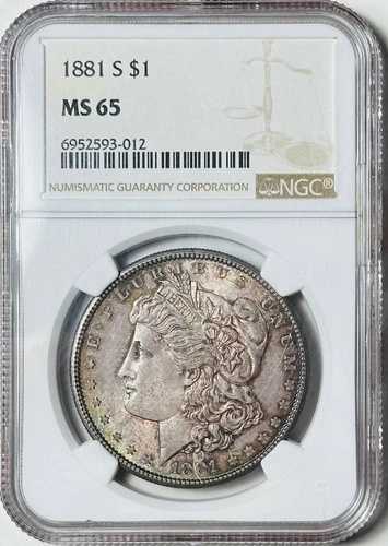1881年 S モルガン銀貨 NGC MS-65 レインボートーン｜WORLD RESOURCE【QUEEN店】