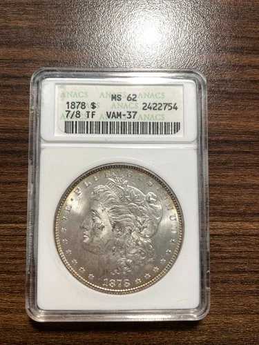 1878-P 7/8 テールフェザー モーガン銀貨 $1 ANACS MS 62 VAM-37｜WORLD RESOURCE【QUEEN店】