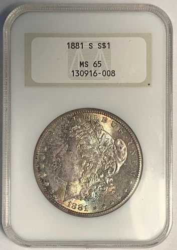 1881-S モーガン銀貨 1ドル硬貨 カラフルトーン NGC ファッティ MS 65 浮き彫りラベル｜WORLD RESOURCE【QUEEN店】 68,365円