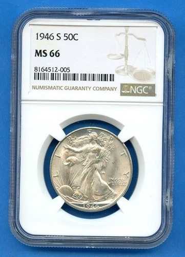 1946年 S NGC MS66 ウォーキング・リバティ・シルバー ハーフドル 50セント 米国造幣局 MS-66 ブラストホワイト｜WORLD RESOURCE【QUEEN店】 68,365円