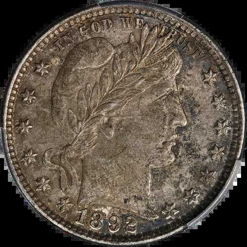 1892-P バーバークォーター PCGS AU58 美しい外観 強い刻印｜WORLD RESOURCE【QUEEN店】