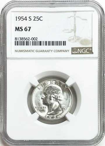 1943年 南米 銀貨 ワシントン クォーター 25セント硬貨 NGC ミント ステート 67|WORLD RESOURCE【QUEEN店】