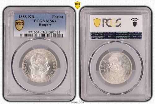 ハンガリー 1888-KB 1フォリント PCGS MS63 - トップポップ 4/0