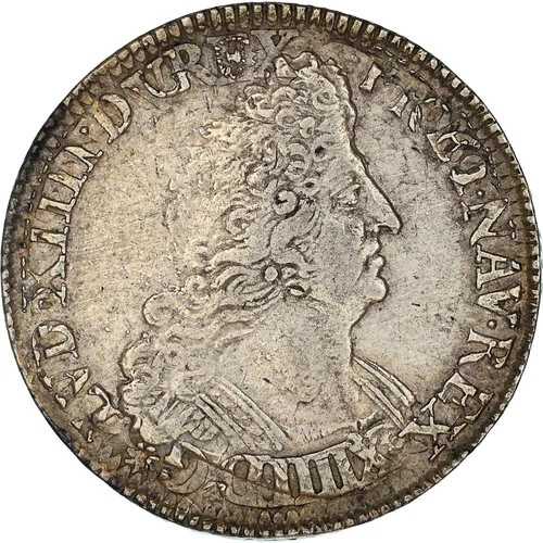 [#971757] フランス、ルイ 14 世、1/2 エキュ オ パルム??、1696 年、ランス、シルバー、MBC、ガドゥ-｜WORLD RESOURCE【QUEEN店】