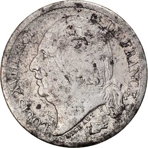 [#865206] モネダ、フランシア、ルイ 18 世、ルイ 18 世、1/2 フラン、1816 年、ルーアン、BC+｜WORLD RESOURCE【QUEEN店】