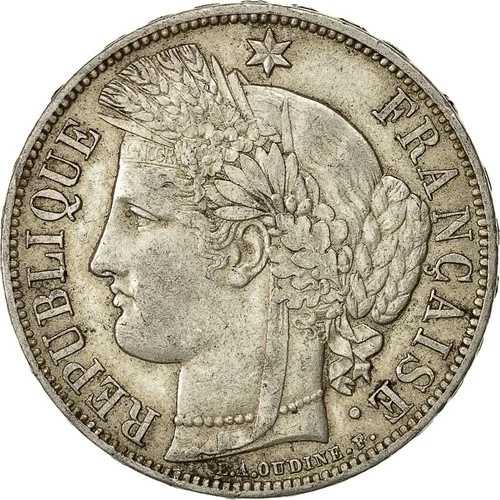 【#491414】コイン、フランス、セレス、5フラン、1870年、パリ、AU、シルバー、KM:819-|WORLD RESOURCE【QUEEN店】