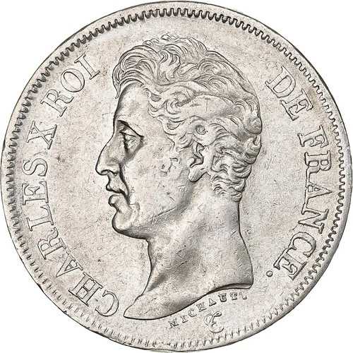 [#1201192] フランス、5フラン、シャルル10世、1825年、ボルドー、銀貨、EF、KM:720.7
