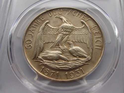 ドイツ帝国建国 1931年 ワイマール銀メダル ビスマルク PCGS SP63 イーグルネスト 93,170円