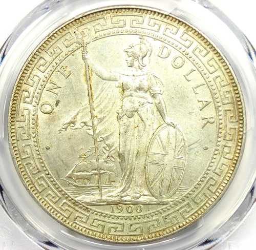 1900年頃のイギリス貿易ドル T$1 認定 PCGS 未流通詳細 UNC MS
