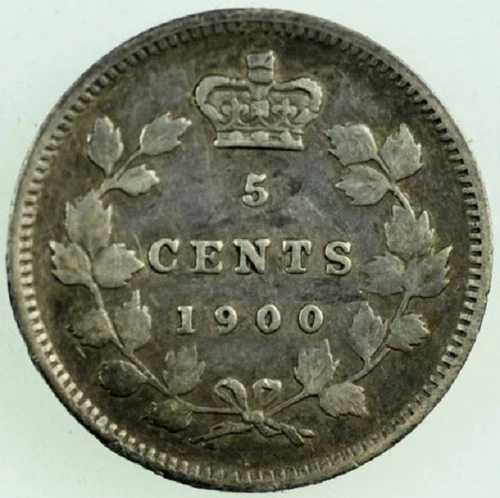 1900年カナダ銀貨5セント硬貨。状態良好 5セント ビクトリア州 (RJxxx)