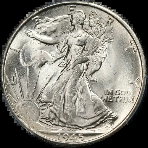 1945-S ウォーキング・リバティ・ハーフ PCGS MS66 ブレイジングホワイトジェム 素晴らしい外観
