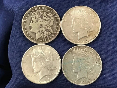 1921-1927年 モーガン＆ピース シルバーダラー 4種類のコインセット B0858｜WORLD RESOURCE【QUEEN店】
