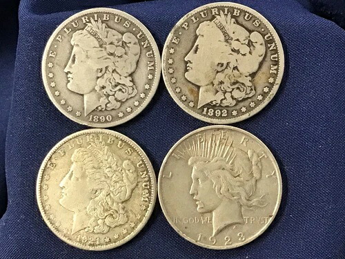 1890-1923年 モーガン＆ピース シルバーダラー 4種類のコインセット B0920｜WORLD RESOURCE【QUEEN店】