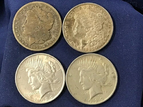 1879-1923年 モーガンとピース シルバードル4つの異なるコインロット B0907-｜WORLD RESOURCE【QUEEN店】