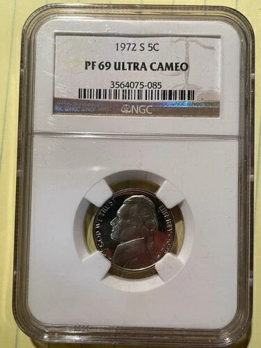 1972 S ジェファーソン ニッケル 5C PF69 ウルトラ カメオ NGC UCAM PR69 DCAM