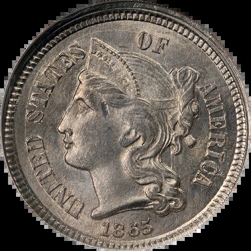 1865年 3(3) セントニッケル NGC MS64 ナイスアピール ナイスストライク-