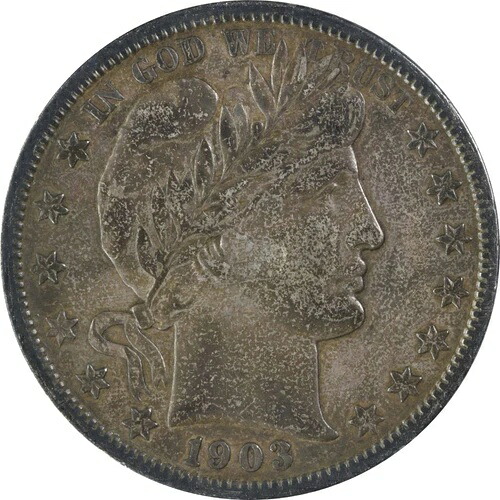 1903-S バーバー シルバー ハーフダラー チョイス VF 未認定 #1121