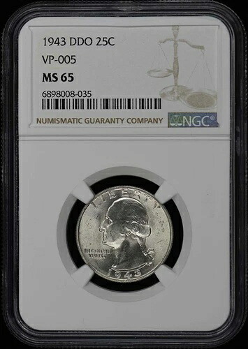 1943年 DDOワシントンクォーター VP-005 25C NGC MS65- 80,465円
